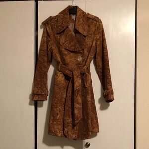 Alberto Makali Brown Patterned Trench Coat with Belt Size 10